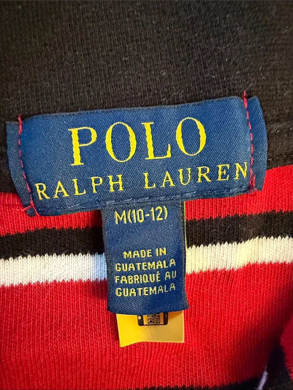 Ralph Lauren Kids Red, Black & White Striped Quarter-Zip Sweater